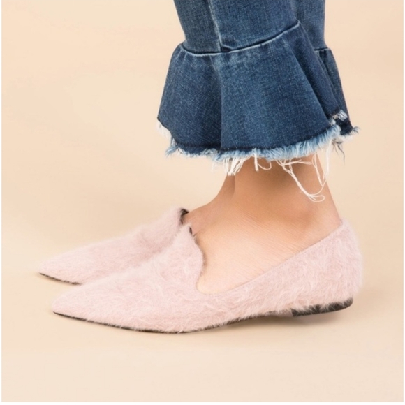POL Pink Mohair Loafers Flats Fur Pointed‎ Toe Feminine NWOT Size 7 - Picture 2 of 15